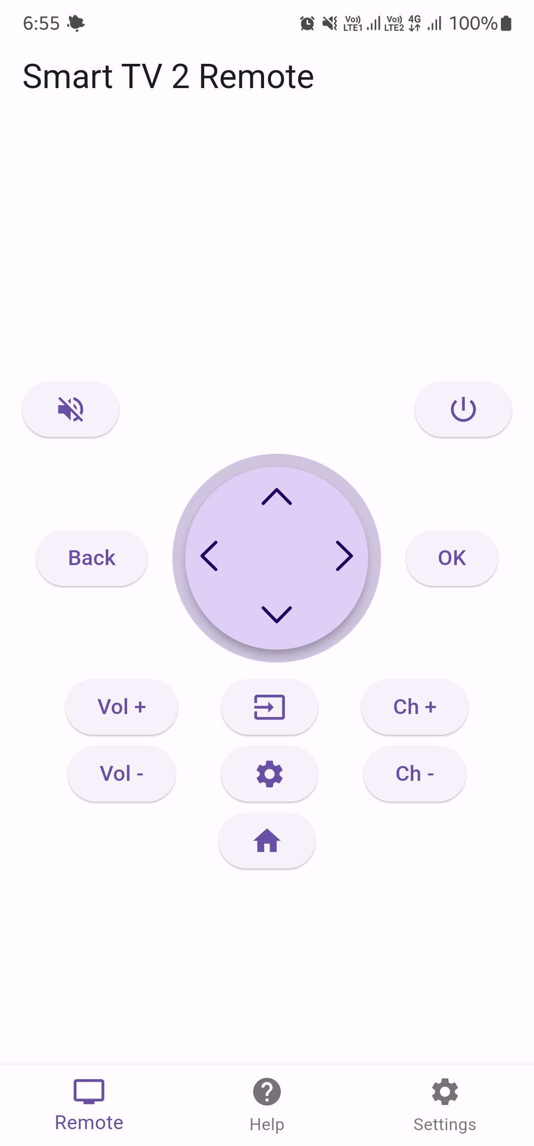 screenshot of Remote for Smart TV OS 2 app running on iPhone