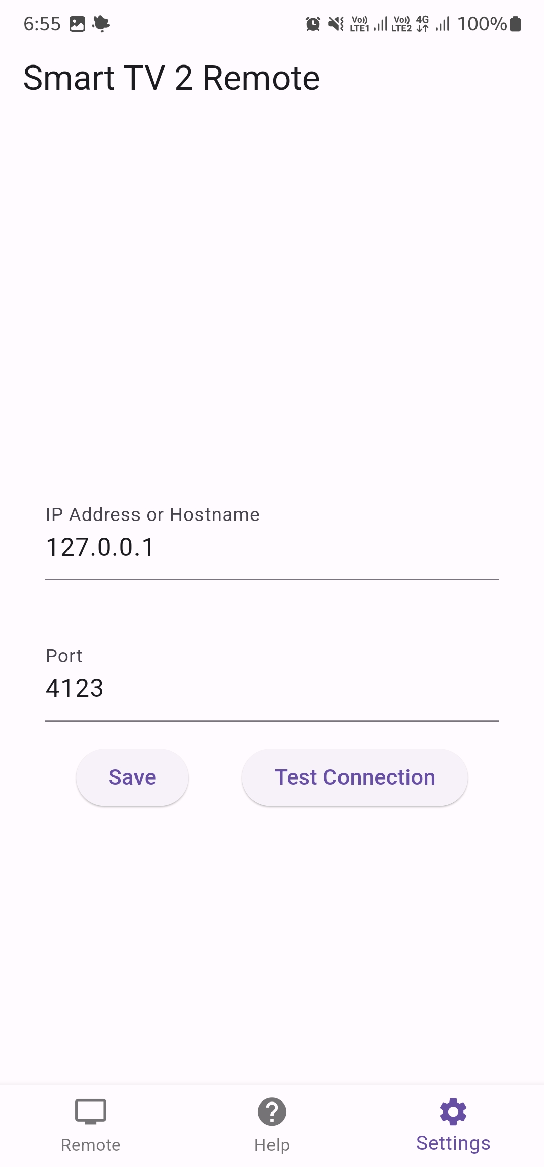 screenshot of Remote for Smart TV OS 2 app running on andorid